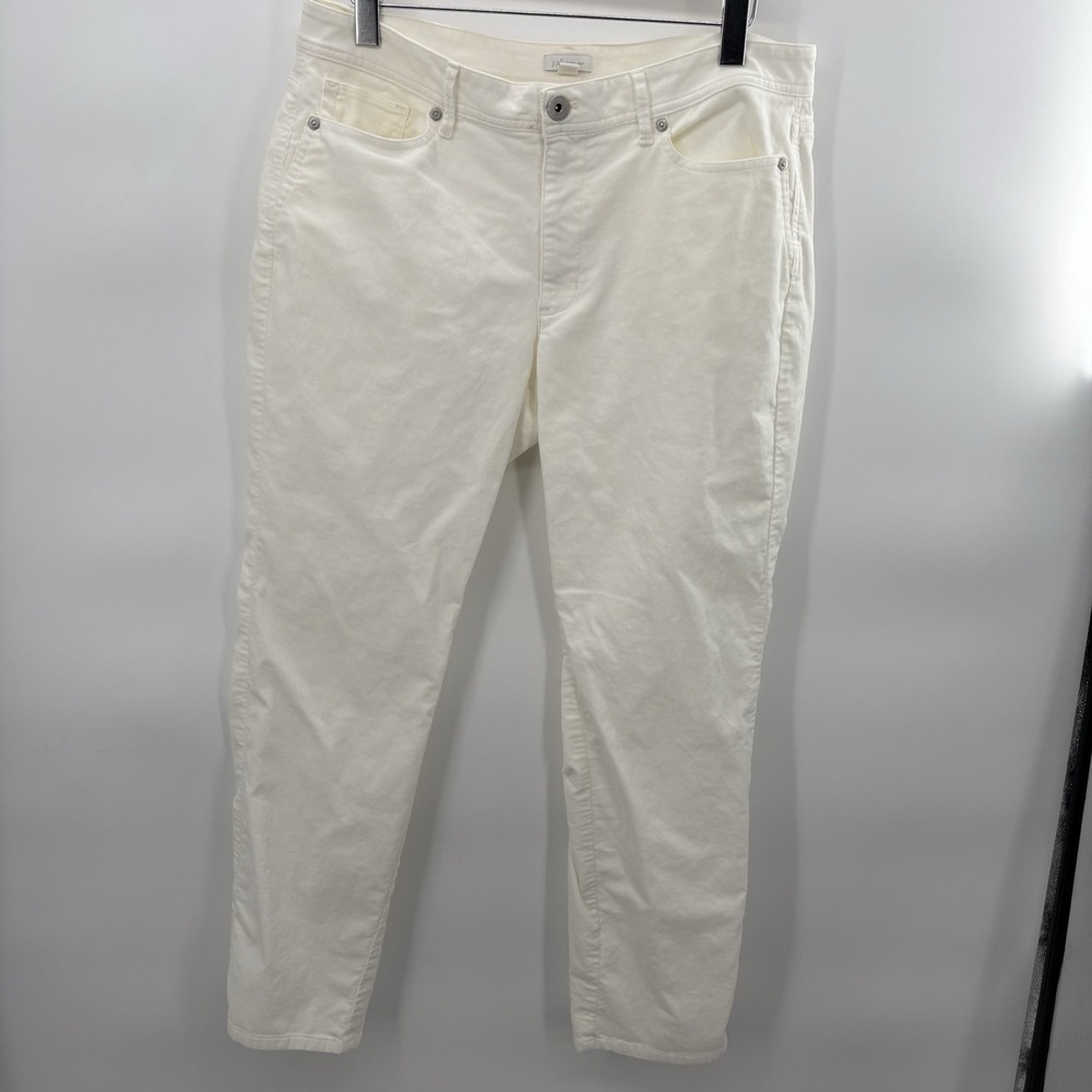 J. Jill Stretch Slim Leg Corduroy Pants Cream White Womans Size 12 35x28 - #4F